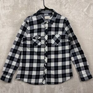 Weatherproof Vintage Womens Shirt Black White Plaid Long Sleeve Cotton  Size L